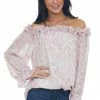 Jodifl Tops Carnation Watercolor Ruffle Off Shoulder Top