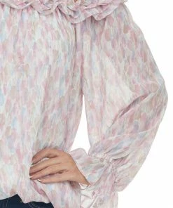 Jodifl Tops Carnation Watercolor Ruffle Off Shoulder Top