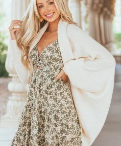 Peach Love Champagne Dolman Sleeve Cocoon Hem Knit Cardigan Tops