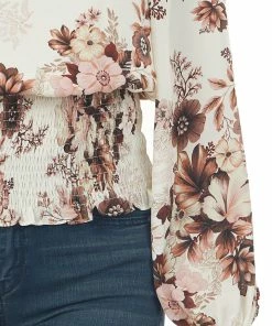 Vanilla Bay Tops Champagne Floral Off The Shoulder Smocked Blouse 13 Vanilla Bay Tops Champagne Floral Off The Shoulder Smocked Blouse