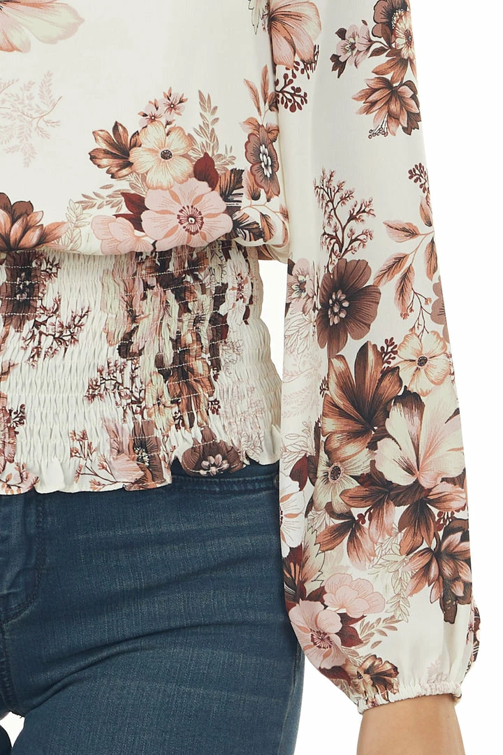 Vanilla Bay Tops Champagne Floral Off The Shoulder Smocked Blouse 8 Vanilla Bay Tops Champagne Floral Off The Shoulder Smocked Blouse