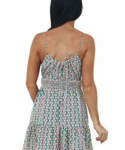 Lush Clothing Champagne Floral Print Double Strap Mini Dress