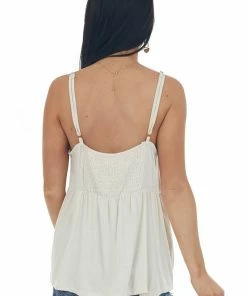 Ces Femme Champagne Peplum Knit Tank Top With Buttons 12 Ces Femme Champagne Peplum Knit Tank Top With Buttons