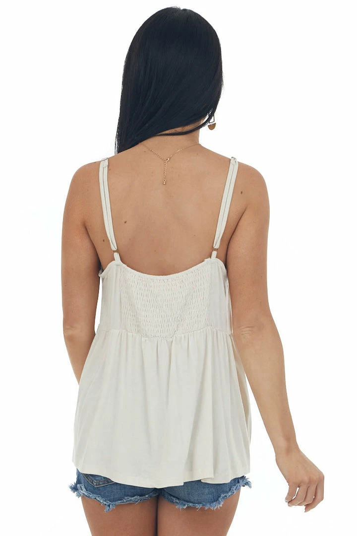 Ces Femme Champagne Peplum Knit Tank Top With Buttons 7 Ces Femme Champagne Peplum Knit Tank Top With Buttons