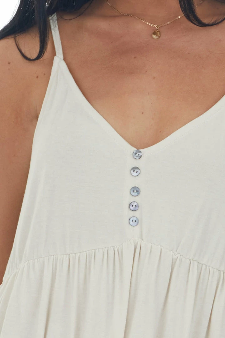 Ces Femme Champagne Peplum Knit Tank Top With Buttons 8 Ces Femme Champagne Peplum Knit Tank Top With Buttons