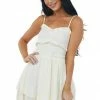 Glam Dresses Champagne Sleeveless Ruffle Overlay Mini Dress