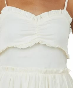 Glam Dresses Champagne Sleeveless Ruffle Overlay Mini Dress