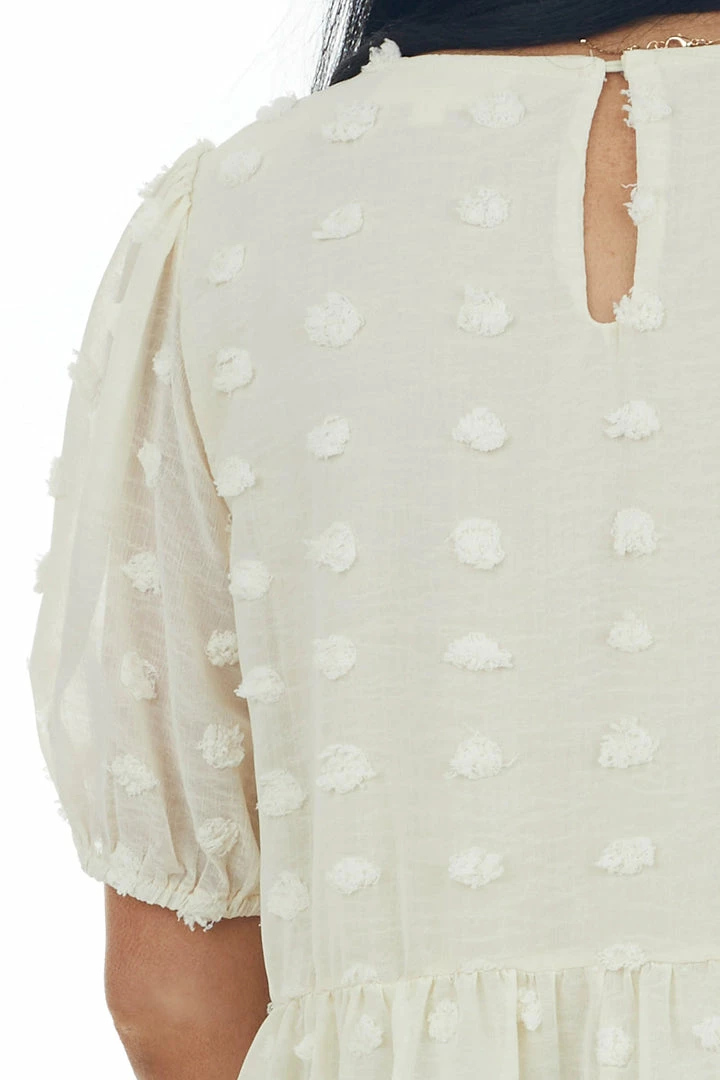 Vanilla Bay Champagne Swiss Dot Tiered Puff Sleeve Blouse 8 Vanilla Bay Champagne Swiss Dot Tiered Puff Sleeve Blouse