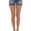 KanCan Bottoms Charcoal Acid Wash High Rise Button Fly Shorts
