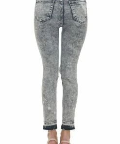Vervet Bottoms Charcoal Acid Wash High Rise Torn Skinny Jeans
