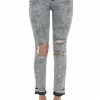 Vervet Bottoms Charcoal Acid Wash High Rise Torn Skinny Jeans