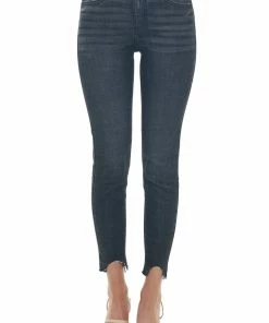 KanCan Charcoal High Rise Shark Bite Hem Skinny Jeans