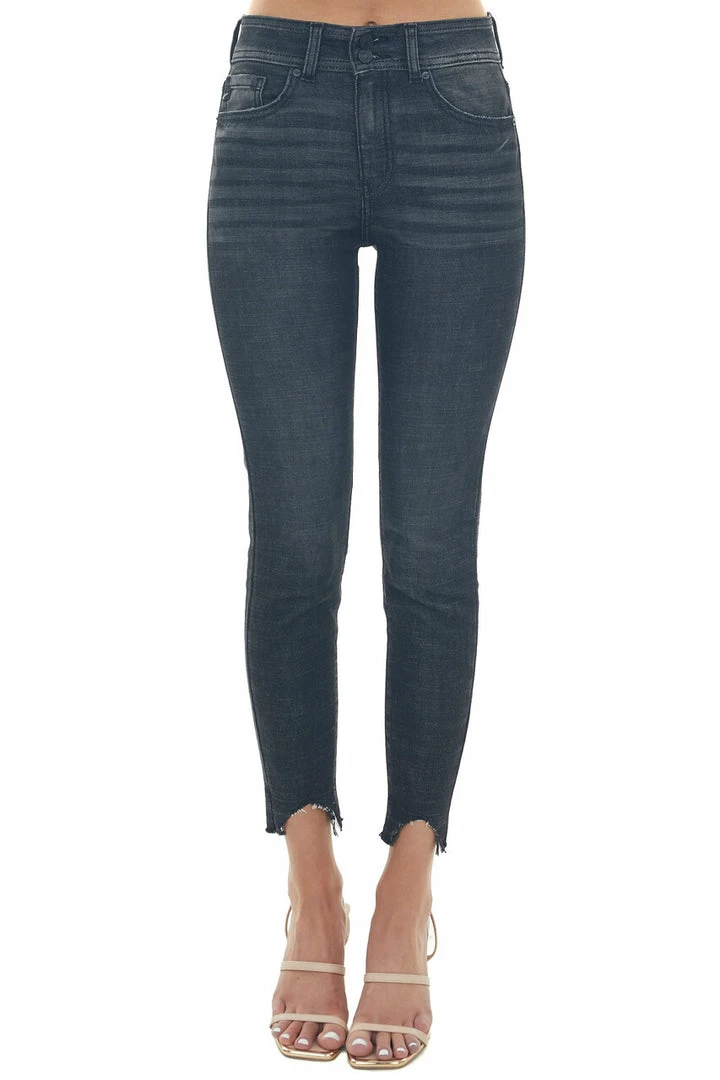 KanCan Charcoal High Rise Shark Bite Hem Skinny Jeans 3 KanCan Charcoal High Rise Shark Bite Hem Skinny Jeans