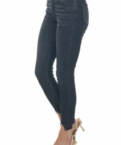 KanCan Charcoal High Rise Shark Bite Hem Skinny Jeans
