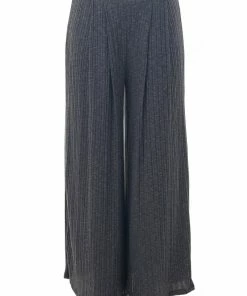 Ces Femme Charcoal Two Tone Ribbed High Waisted Knit Pants