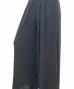 Ces Femme Charcoal Two Tone Ribbed High Waisted Knit Pants