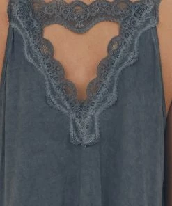 POL Clothing Charcoal Washed Lace Trim Knit Cami Top Tops 13 POL Clothing Charcoal Washed Lace Trim Knit Cami Top Tops