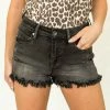 Special A Charcoal High Waisted Frayed Hem Denim Shorts