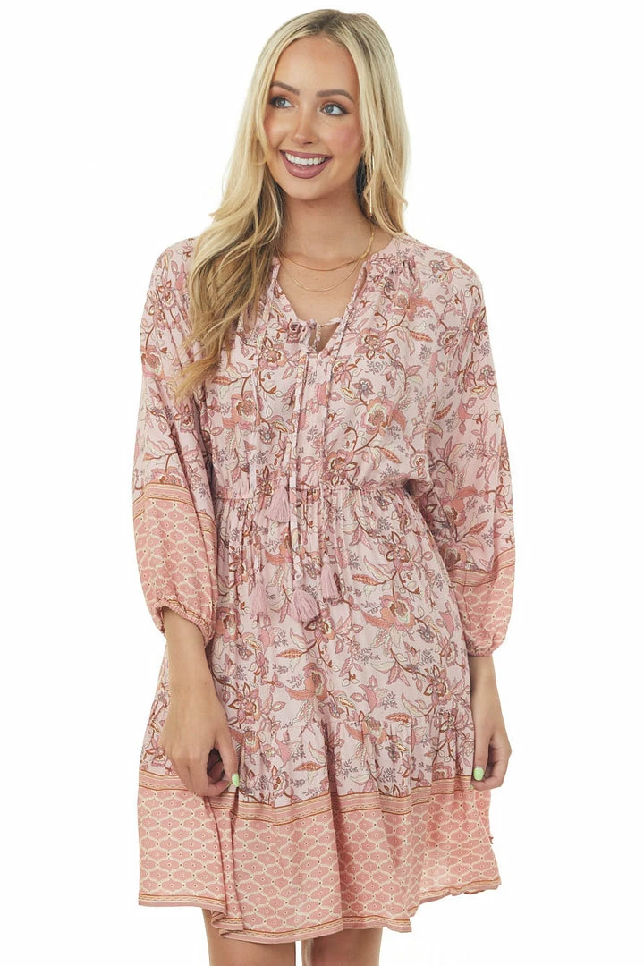 Ces Femme Dresses Cherry Blossom Floral Puff Sleeve Short Dress 3 Ces Femme Dresses Cherry Blossom Floral Puff Sleeve Short Dress