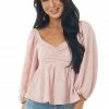 Entro Cherry Blossom Floral Textured Babydoll Blouse Tops