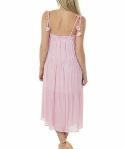 Allie Rose Dresses Cherry Blossom Sleeveless Tiered Midi Dress