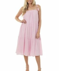 Allie Rose Dresses Cherry Blossom Sleeveless Tiered Midi Dress