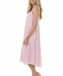 Allie Rose Dresses Cherry Blossom Sleeveless Tiered Midi Dress