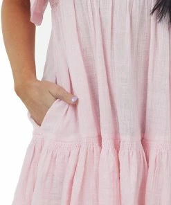 Davi & Dani Cherry Blossom Smocked Back Tie Woven Mini Dress Dresses