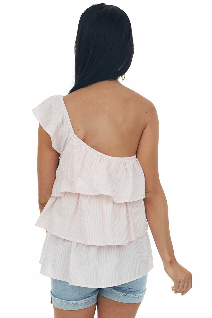 BiBi Cherry Blossom Striped Ruffle One Shoulder Top 7 BiBi Cherry Blossom Striped Ruffle One Shoulder Top