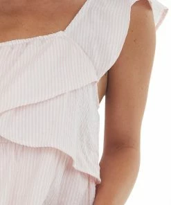 BiBi Cherry Blossom Striped Ruffle One Shoulder Top 13 BiBi Cherry Blossom Striped Ruffle One Shoulder Top