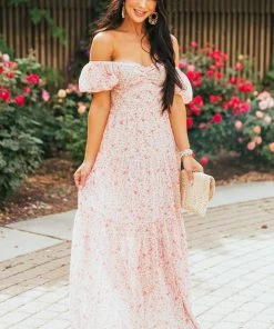 143 Story Cherry Blossom Floral Print Tiered Woven Maxi Dress