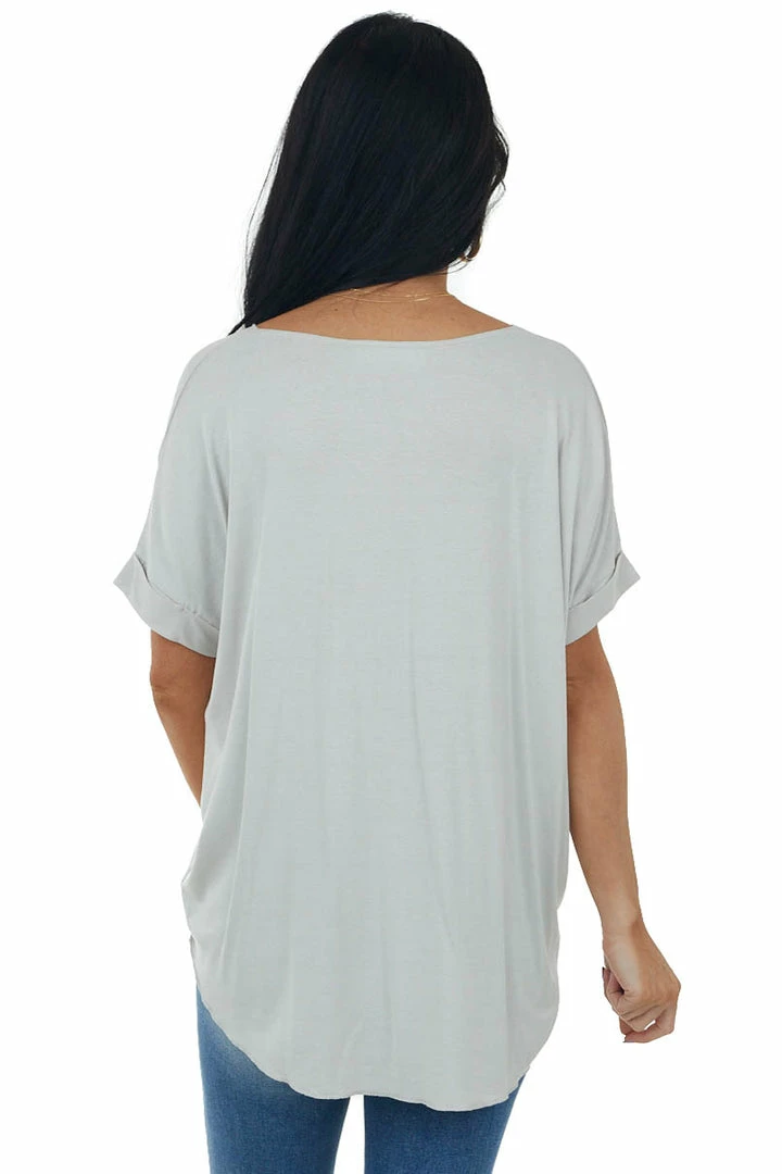 HYFVE Cloud Grey Surplice Bubble Hem Loose Fit Top 7 HYFVE Cloud Grey Surplice Bubble Hem Loose Fit Top