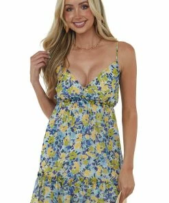 Illa Illa Dresses Cobalt Floral Sleeveless Open Back Short Dress