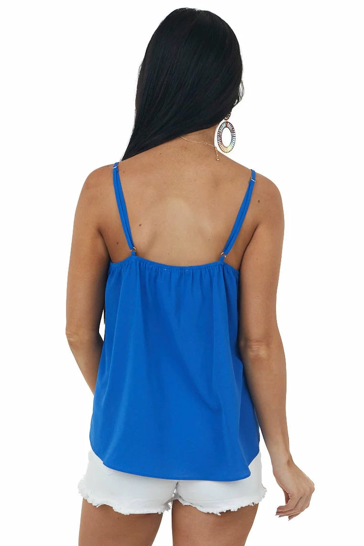 She + Sky Cobalt Surplice Adjustable Strap Cami Blouse 7 She + Sky Cobalt Surplice Adjustable Strap Cami Blouse
