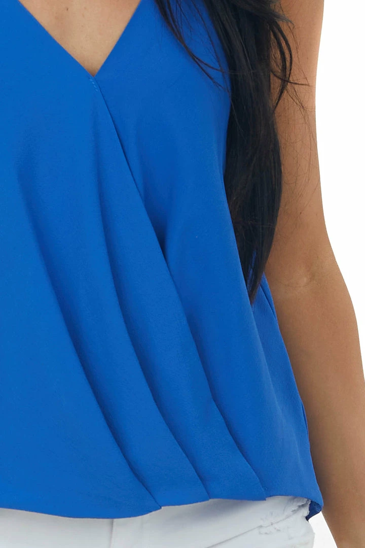 She + Sky Cobalt Surplice Adjustable Strap Cami Blouse 8 She + Sky Cobalt Surplice Adjustable Strap Cami Blouse