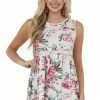 Vanilla Bay Tops Coconut Floral Sleeveless Drop Waist Knit Top