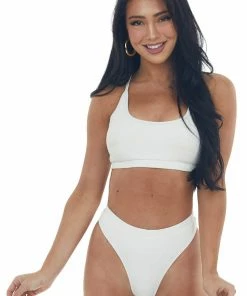 HYFVE Accessories Coconut High Leg Scoop Neck Ribbed Bikini Set
