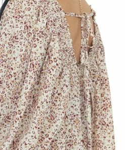 Jodifl Coconut Leopard Print Open Bubble Sleeve Dress