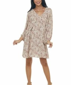 Jodifl Coconut Leopard Print Open Bubble Sleeve Dress