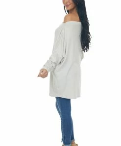 Lime Lush Coconut Off Shoulder Loose Dolman Brushed Top Tops