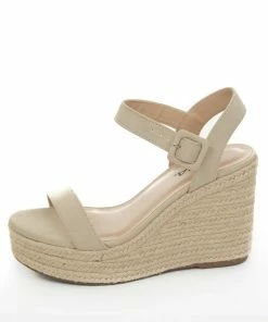 FORTUNE DYNAMIC Coconut Faux Nubuck Open Toe Espadrille Wedges