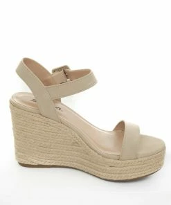 FORTUNE DYNAMIC Coconut Faux Nubuck Open Toe Espadrille Wedges