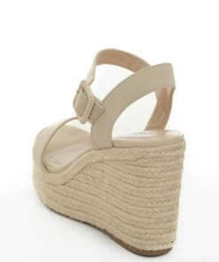 FORTUNE DYNAMIC Coconut Faux Nubuck Open Toe Espadrille Wedges