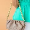 Aili's Corner Coffee Pleather Chain Strap Clutch Purse