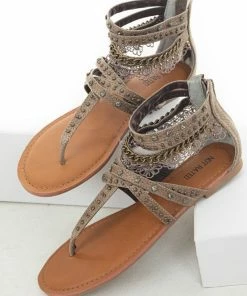 Brand Headquarters Taupe Strappy Sandals With Lace And Rhinestone Details Shoes 13 Brand Headquarters Taupe Strappy Sandals With Lace And Rhinestone Details Shoes