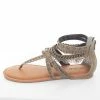 Brand Headquarters Taupe Strappy Sandals With Lace And Rhinestone Details Shoes