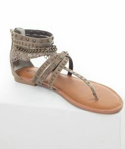 Brand Headquarters Taupe Strappy Sandals With Lace And Rhinestone Details Shoes 12 Brand Headquarters Taupe Strappy Sandals With Lace And Rhinestone Details Shoes