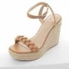 CCOCCI Cognac Faux Leather Braided Espadrille Wedges Shoes 1 CCOCCI Cognac Faux Leather Braided Espadrille Wedges Shoes