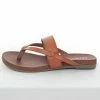 MIA Shoes Cognac Faux Leather Strappy Flat Thong Sandals