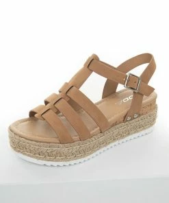 FORTUNE DYNAMIC Cognac Nubuck Espadrille Gladiator Sandals Shoes